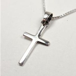 STERLING SILVER HOLY ISLAND CROSS PENDANT NECKLACE